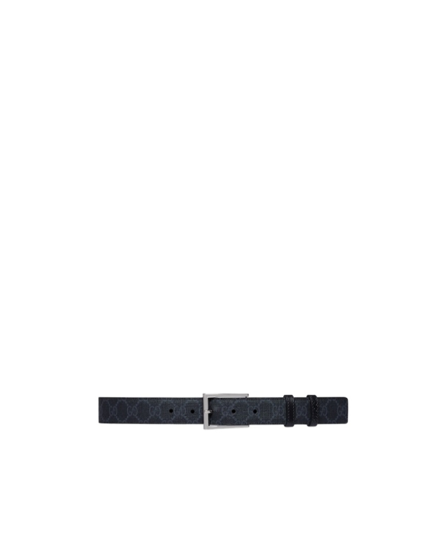 Gucci Gg Supreme Canvas Reversible Belt In Black