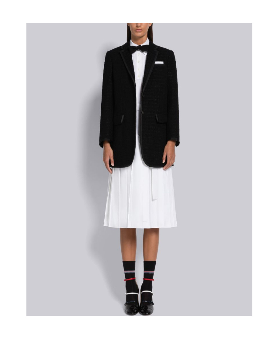 Shop Thom Browne Asymmetrical Pleated Shirtdress
