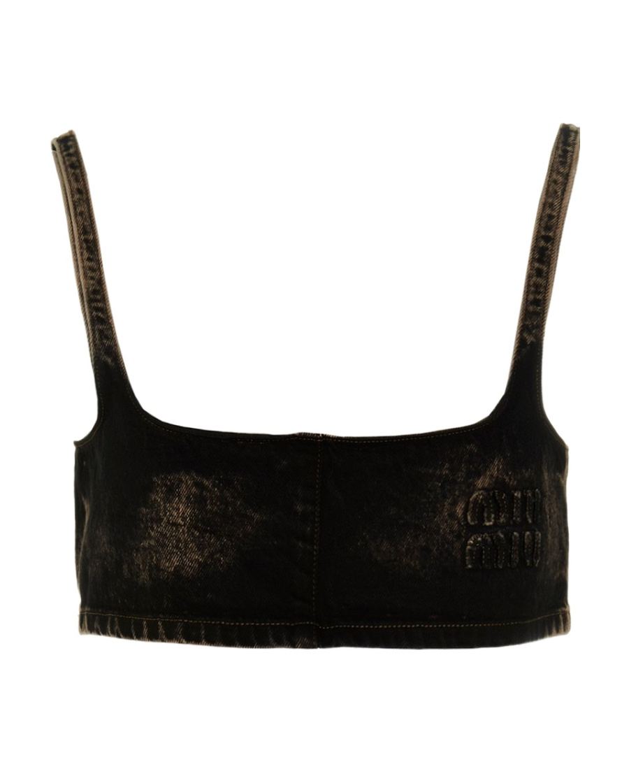 Miu Miu Short Denim Vest In Black