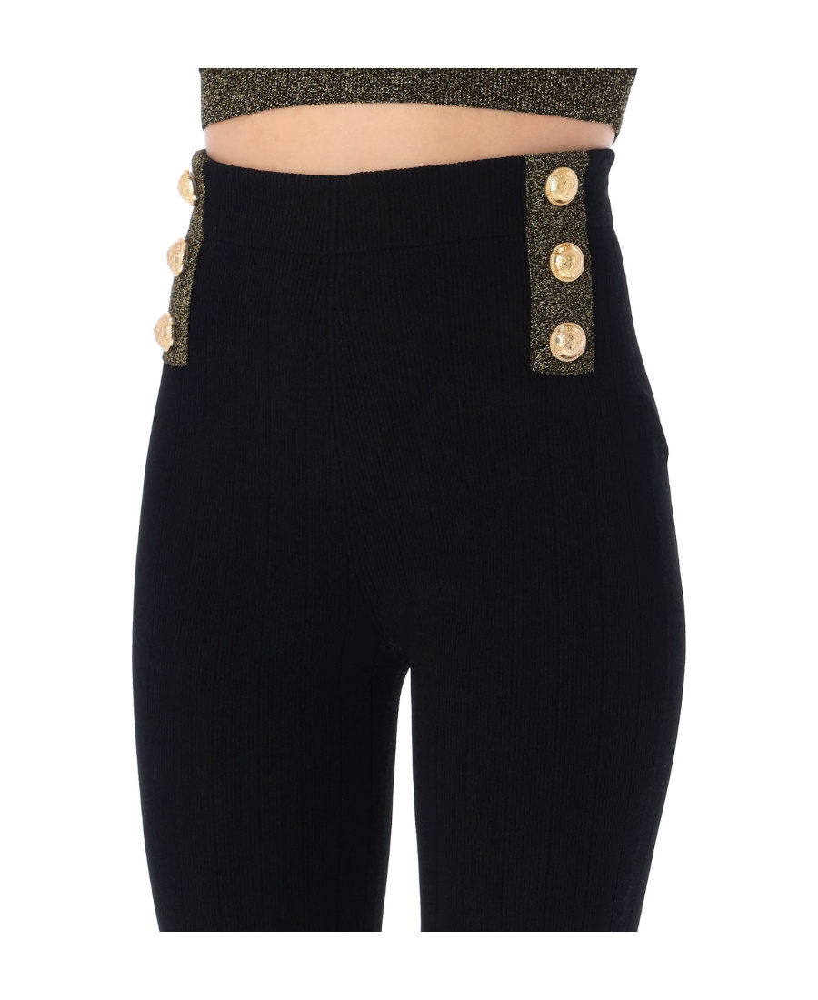 BALMAIN BUTTON-EMBELLISHED LEGGINGS 