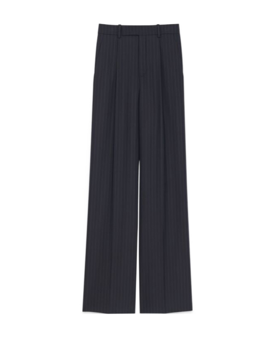 Saint Laurent High-waist Pinstripe Trousers In Blue