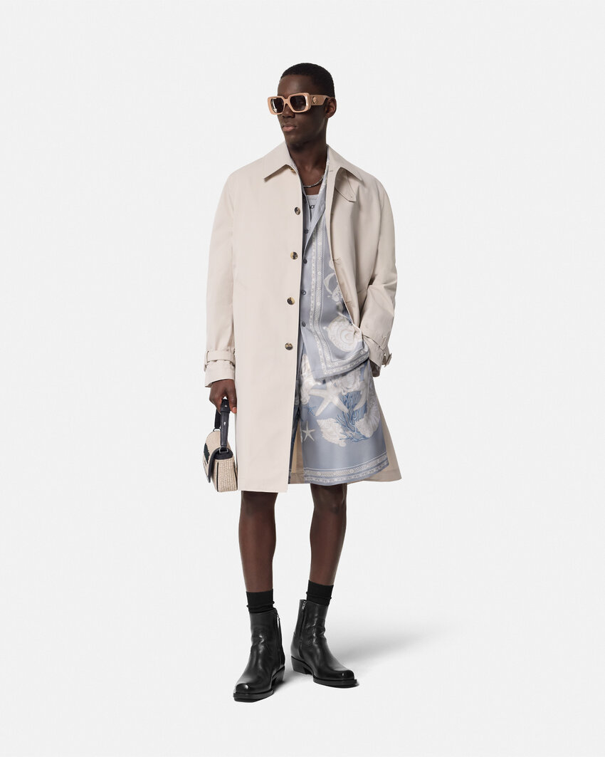Versace Barocco Sea-print Cotton Shorts In Gray