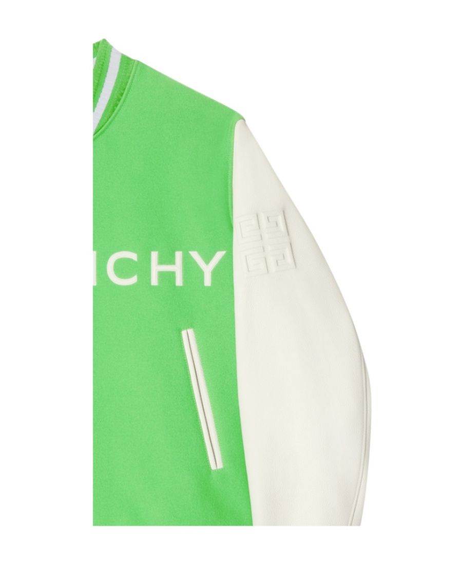 Givenchy 4g Wool-blend Varsity Jacket In Green