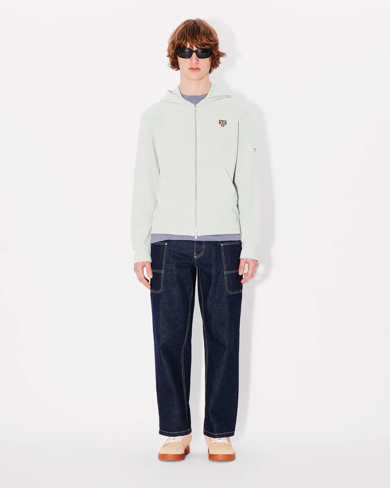 Kenzo Lucky Tiger Zip-up Hoodie In White