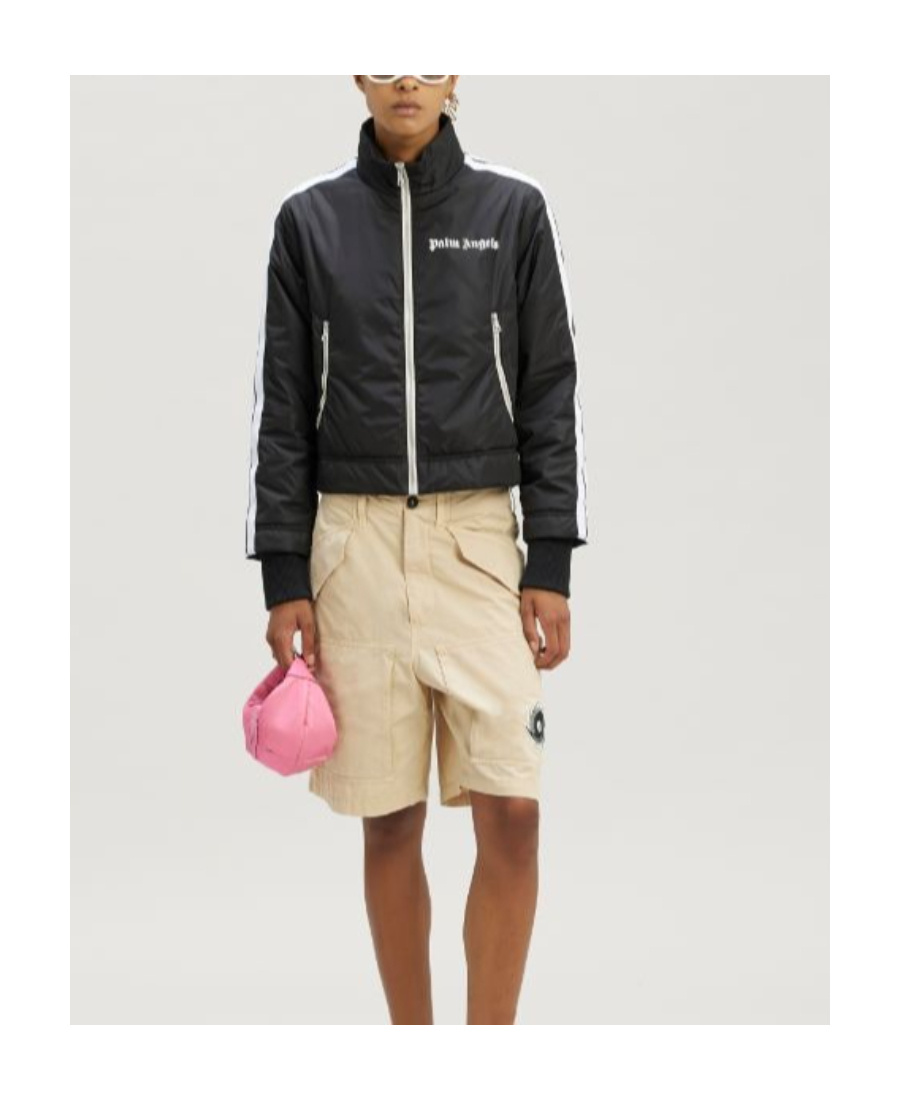 Palm Angels Lightweight Cropped Puffer Jacket In Black