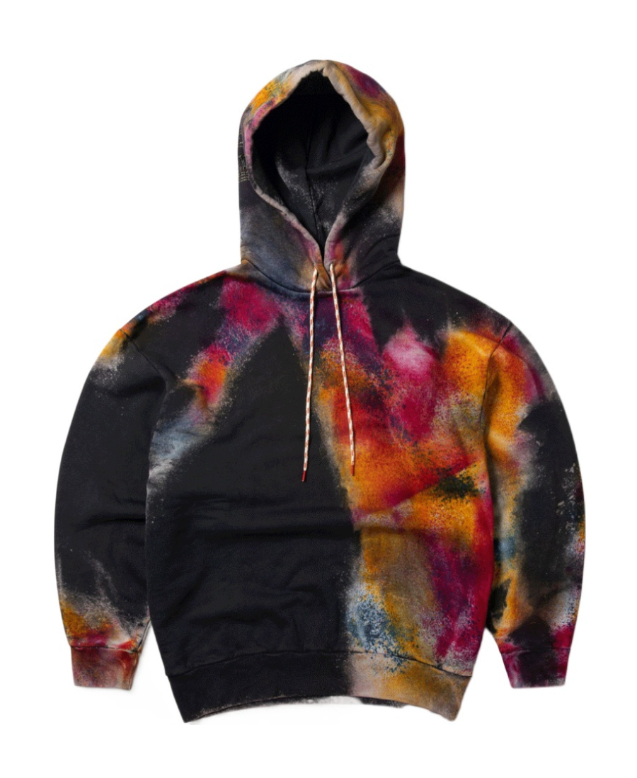 Aries Spray-paint Drawstring Hoodie In Black