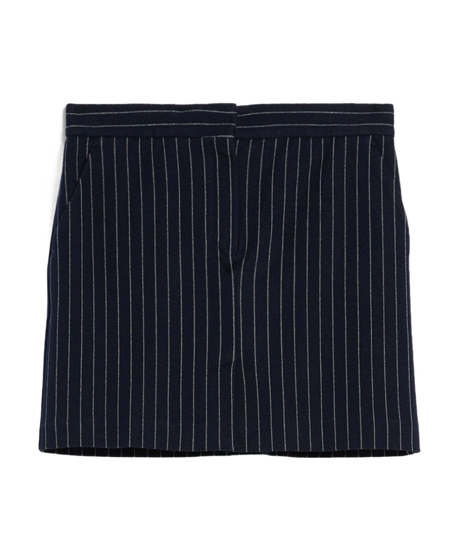 Max Mara Pinstriped Cashmere Skirt In Blue