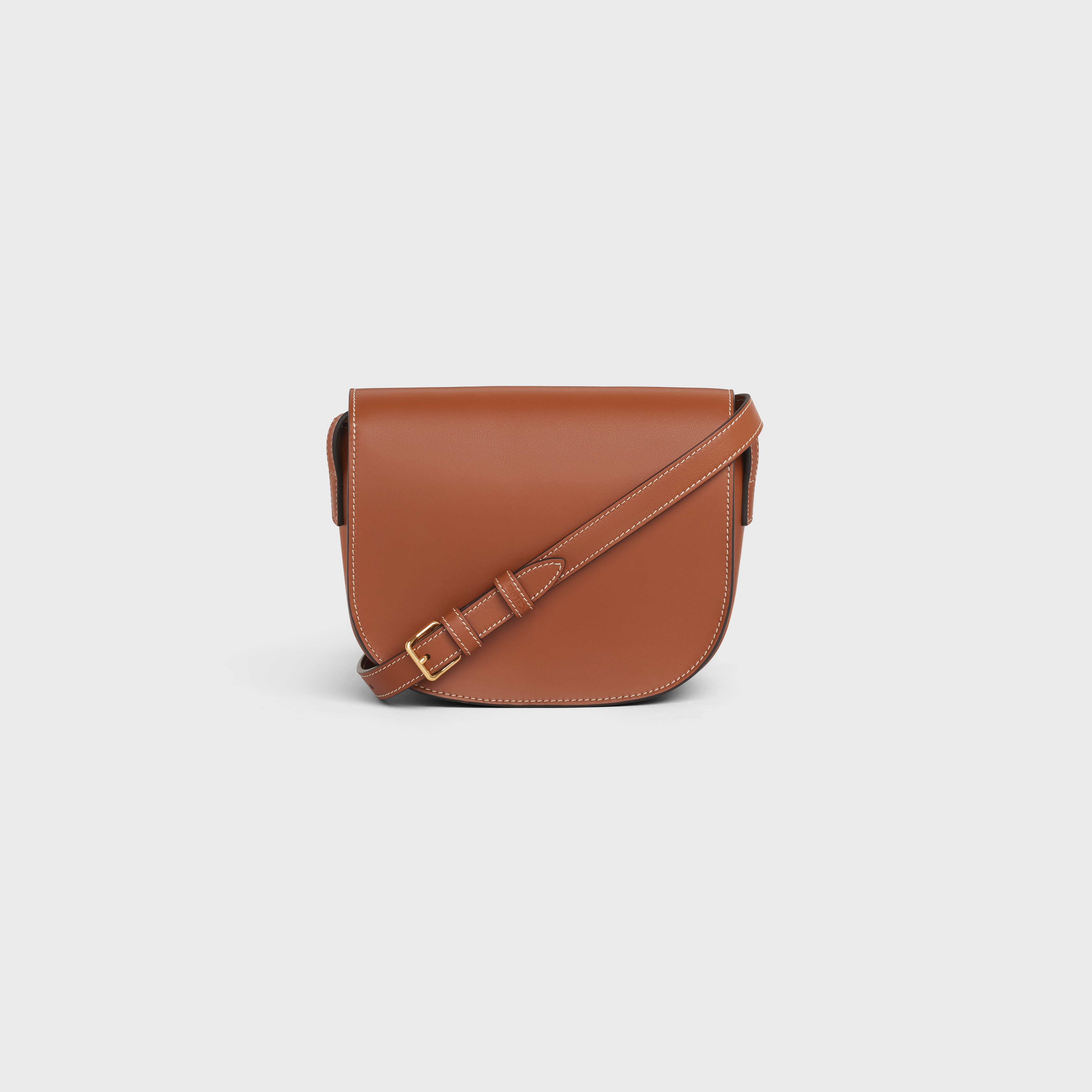 Celine Folco Cuir Triomphe Smooth Cow Leather Nailed Handbag In Brown