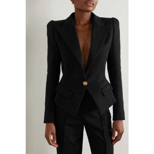 Balmain Cotton-blend Single-breasted Blazer In Black