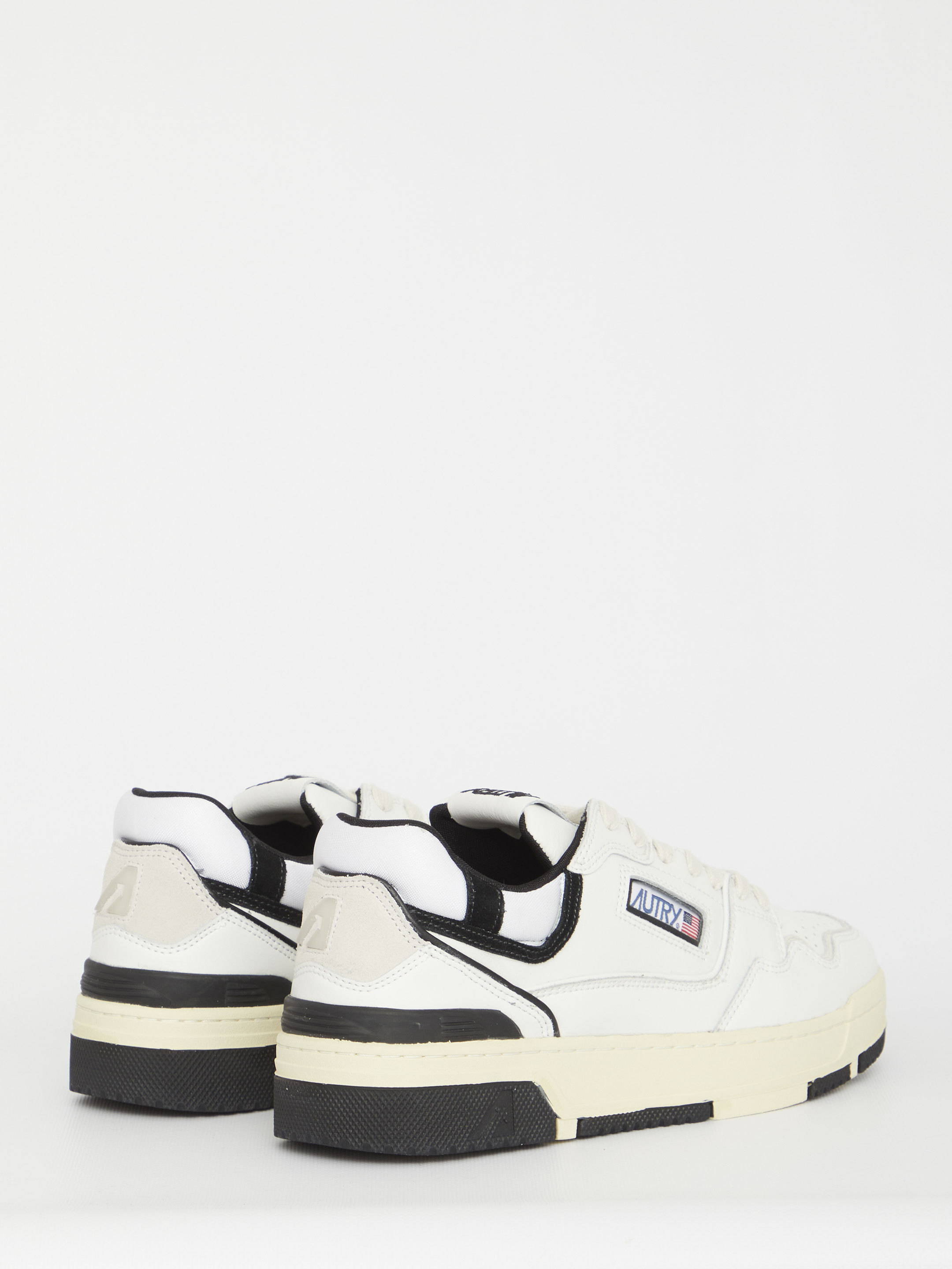 Autry White Low Top Sneakers With Black Details And Logo Patch In Leather And Suede Man In White