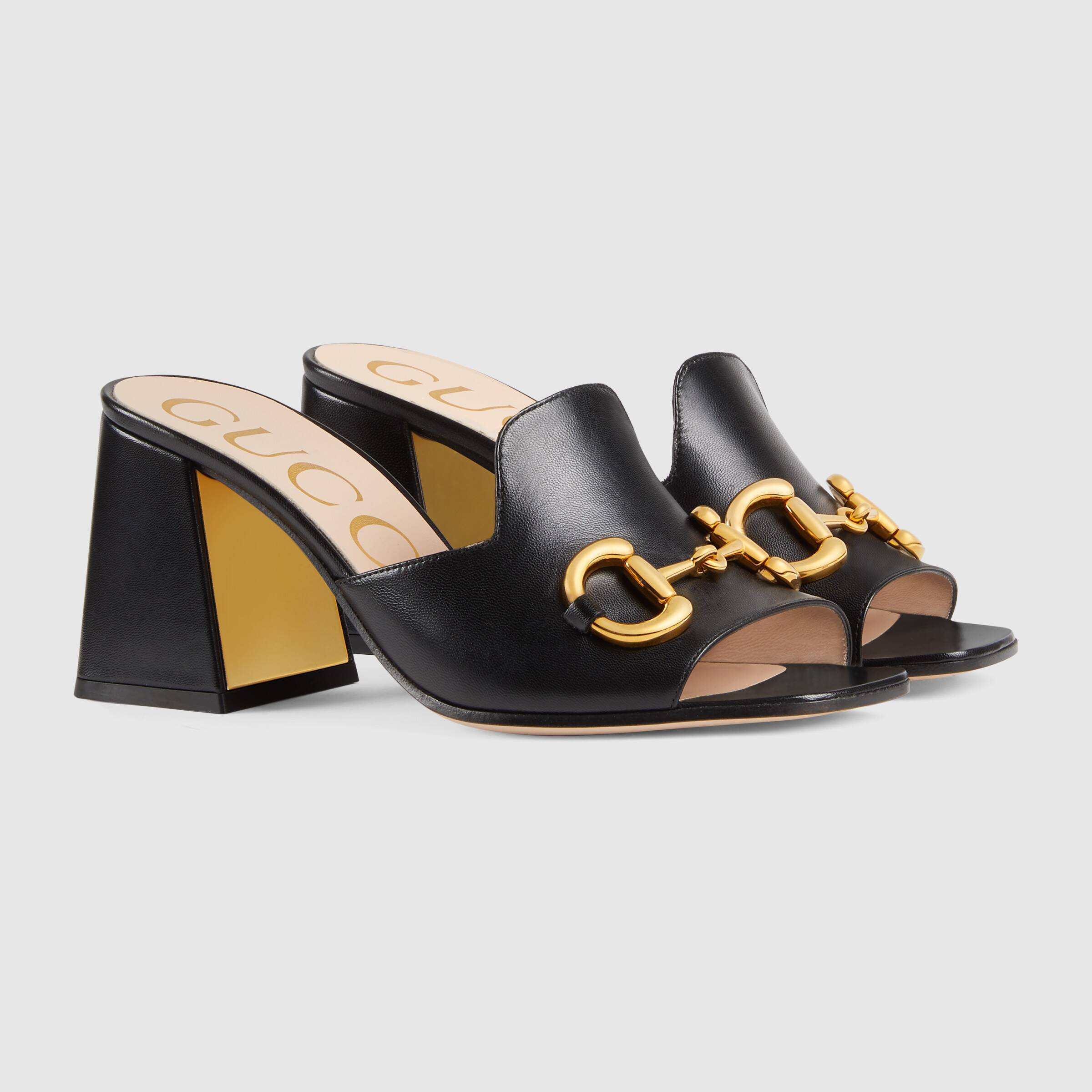 Gucci Horsebit Mule Sandals In Black