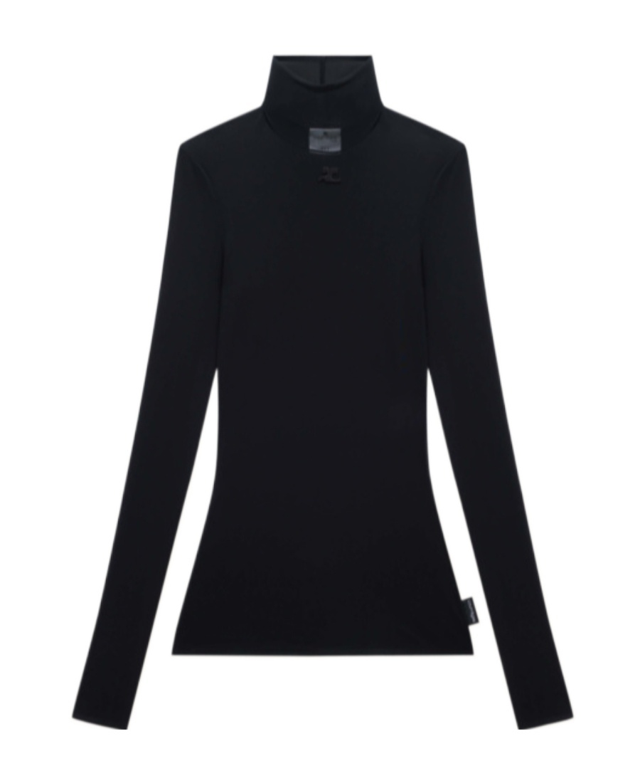 Shop Courrèges Second Skin Mockneck Top In Black