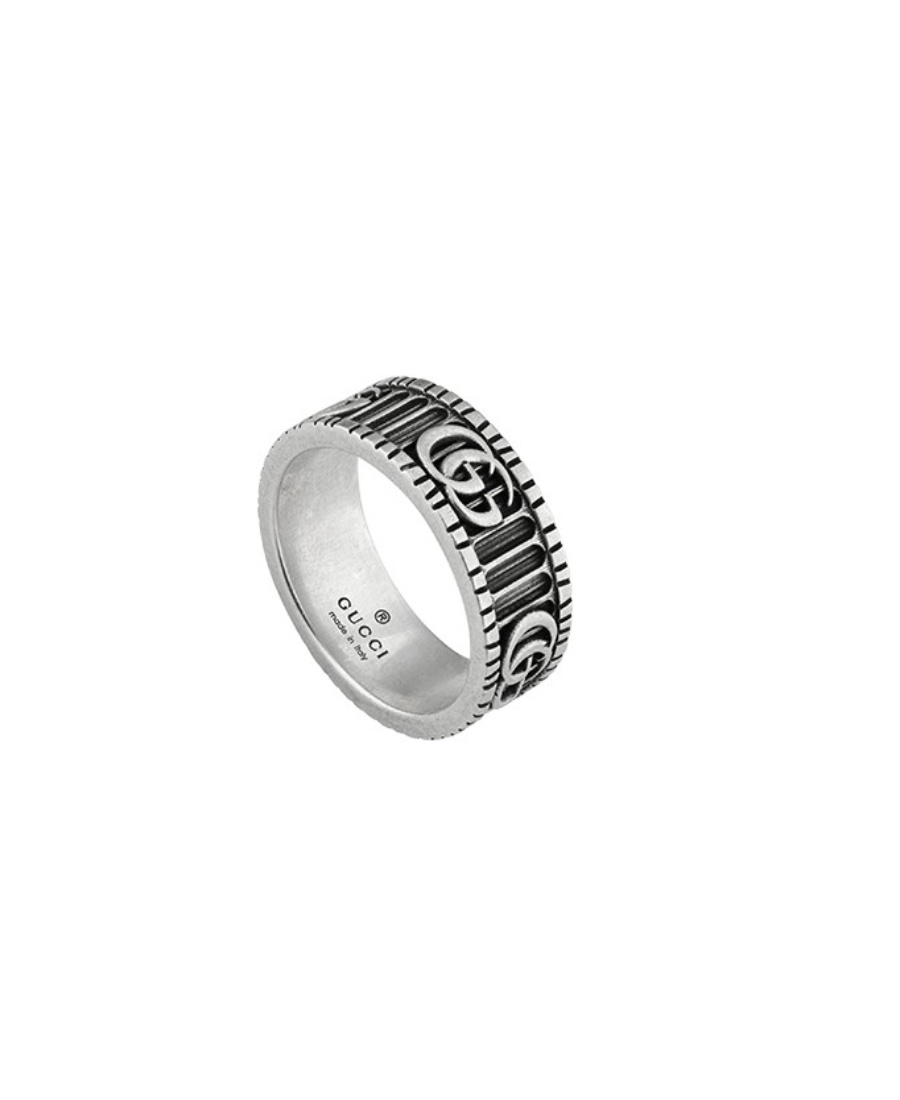 Gucci Double G Sterling Silver Ring In Gray