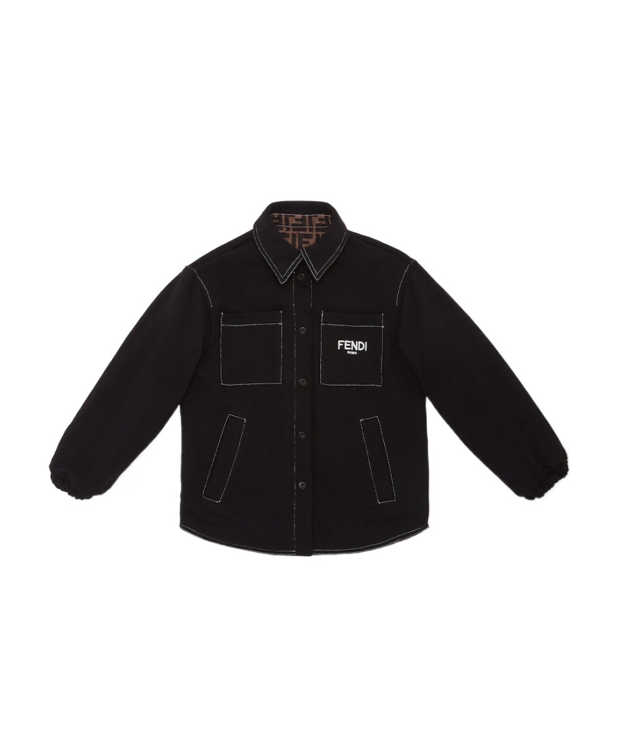 Fendi Revisable Ff-monogram Print Shirt Jacket In Black