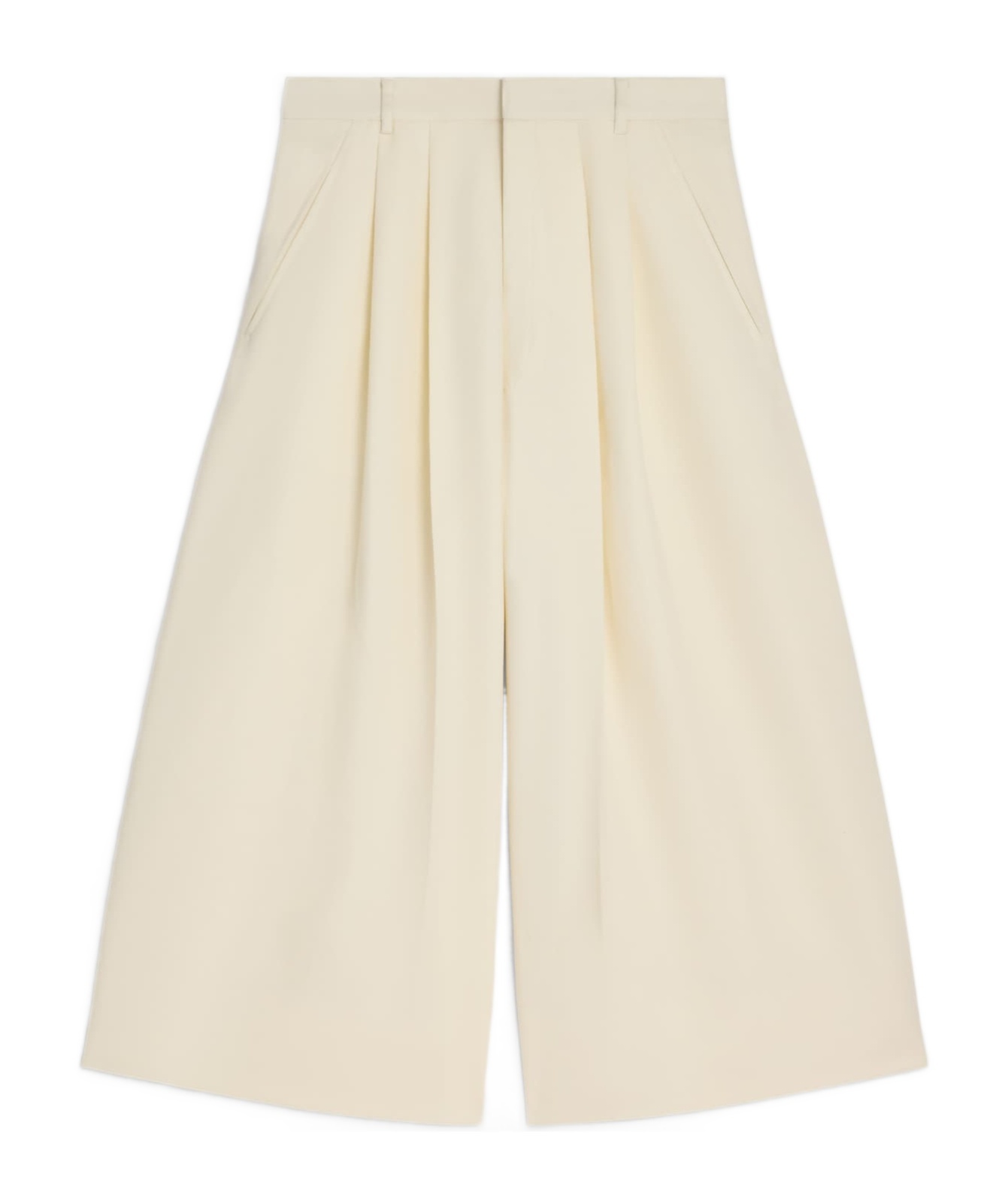 Celine Montauk Cropped Trousers In Diagonal Wool In Neutral