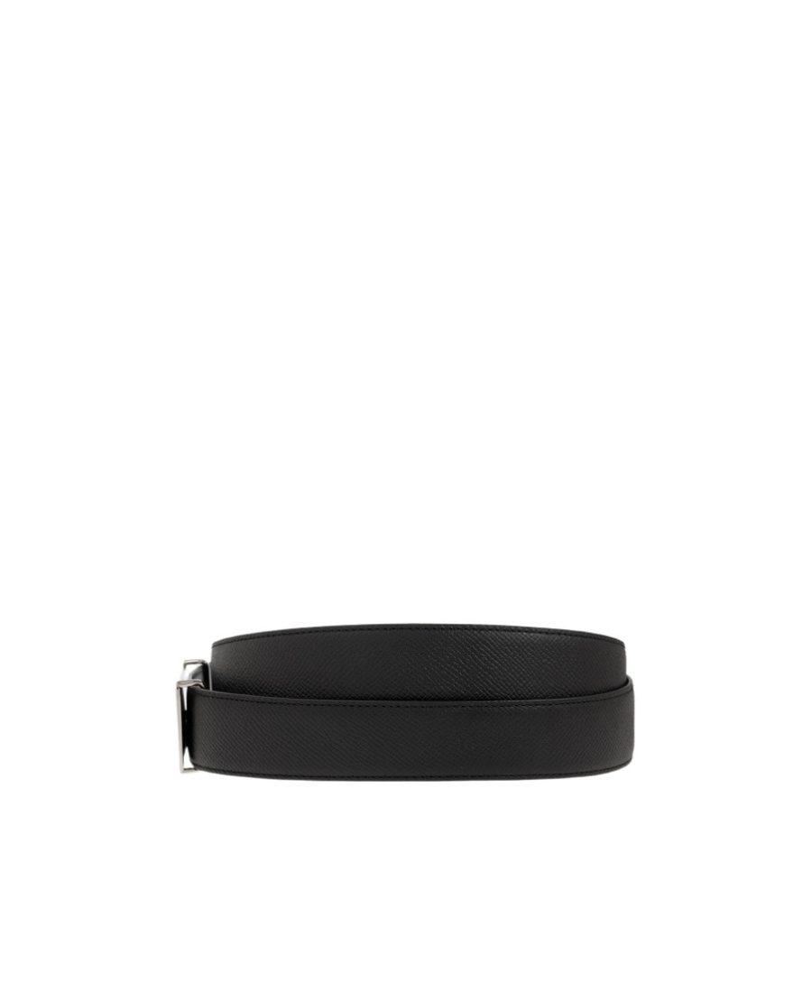 Maison Margiela Logo-plaque Leather Belt In Black