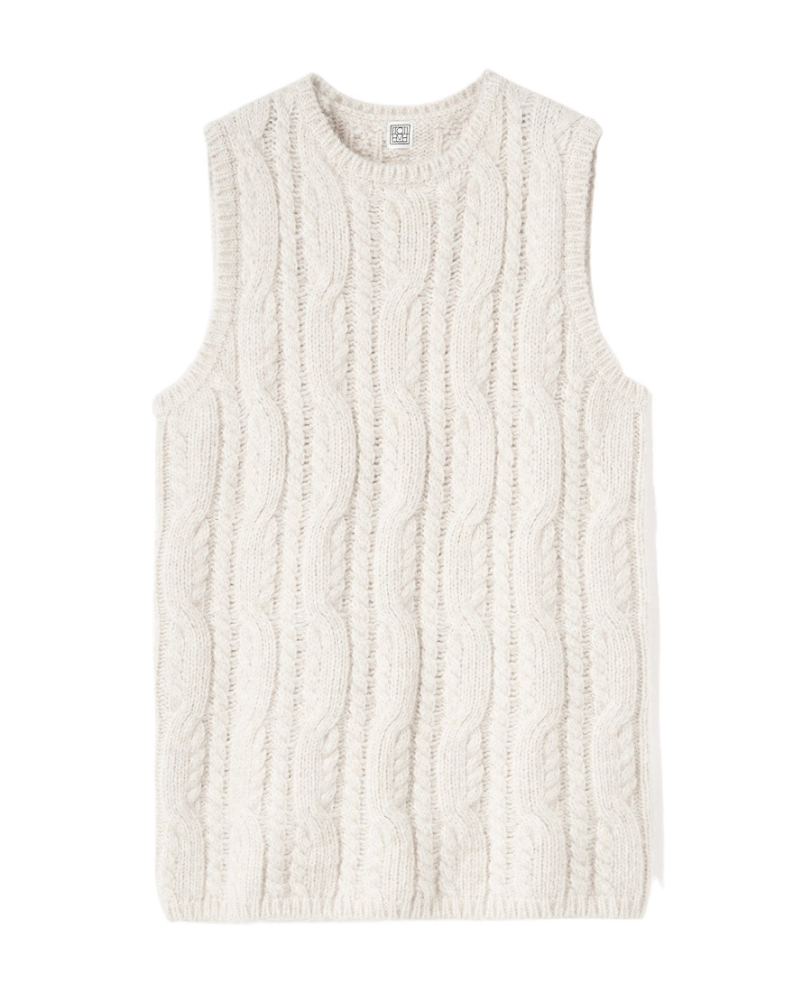 Totême Sleeveless Sweater With Round Neck In White