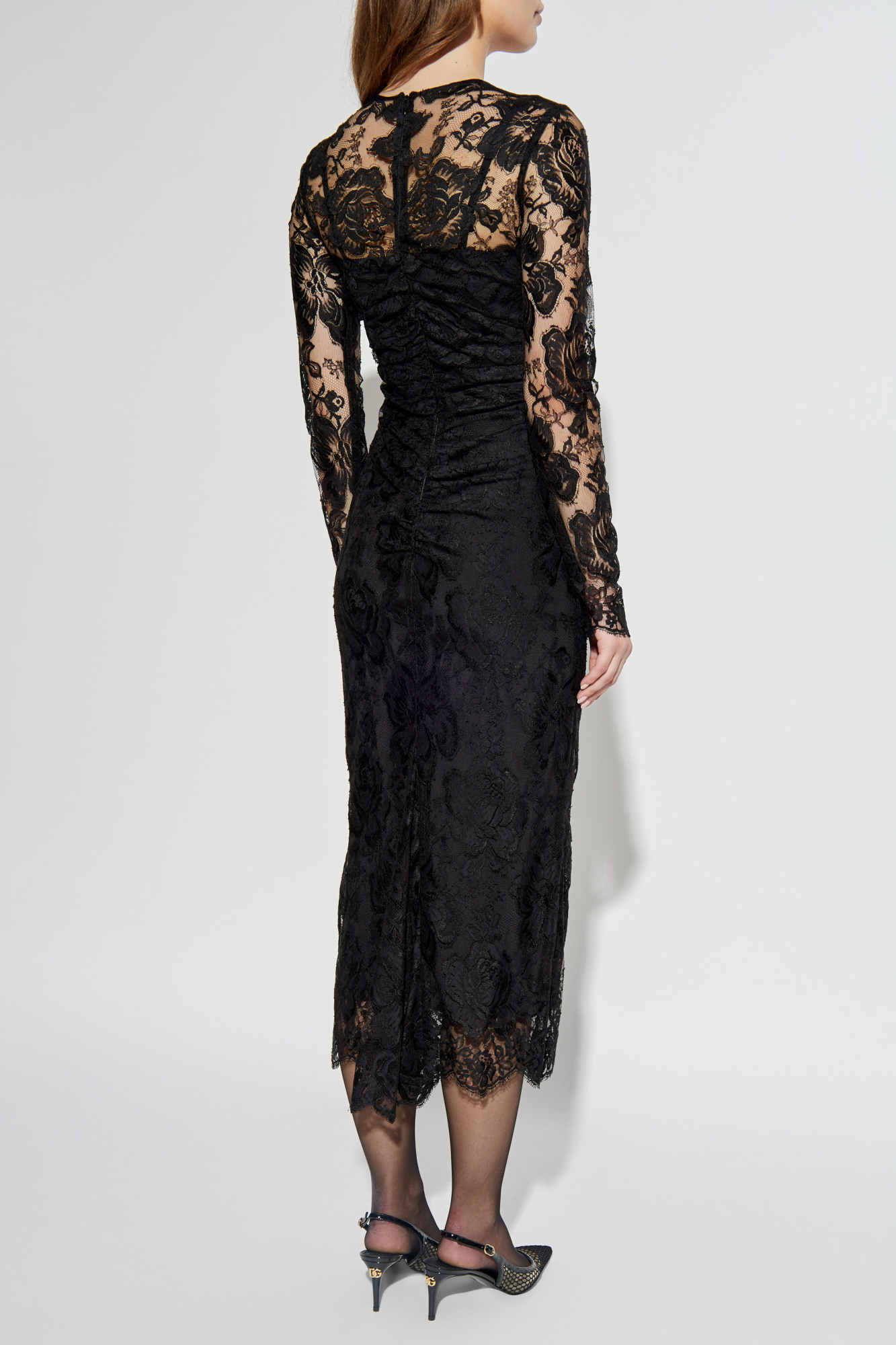Dolce & Gabbana Lace Midi Dress In Black