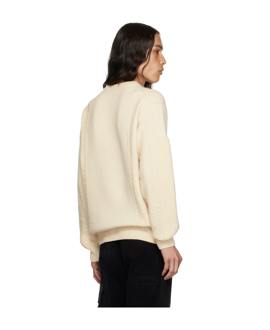 We11 Done Square Patch Round Neck Sweater In Nude