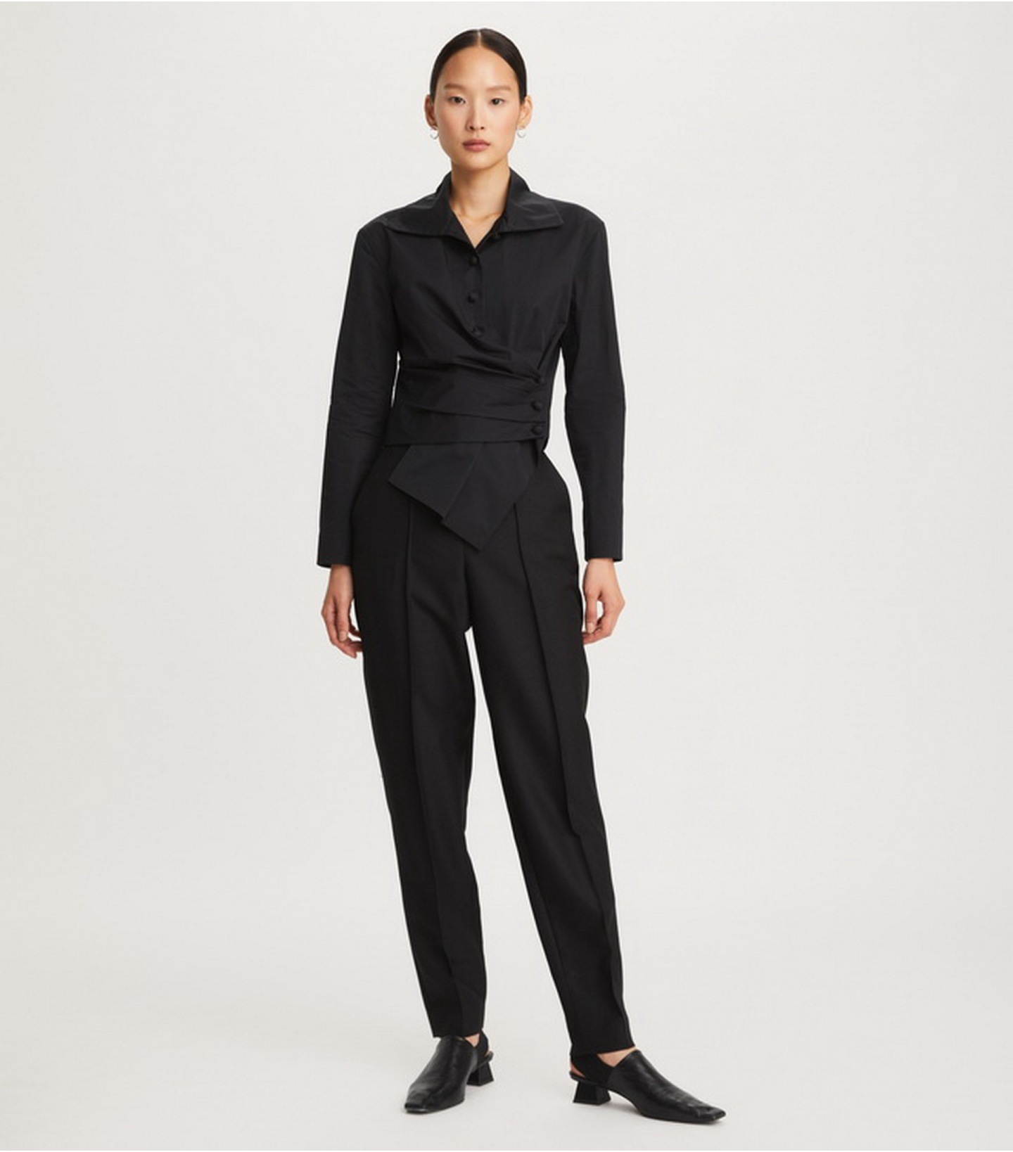 Shop Tory Burch High-waisted Tapered Trousers In Black