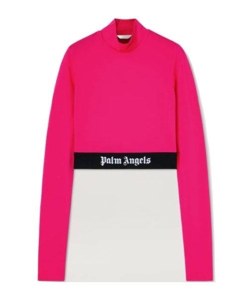 Palm Angels High Neck Cropped Performance Top In Pink