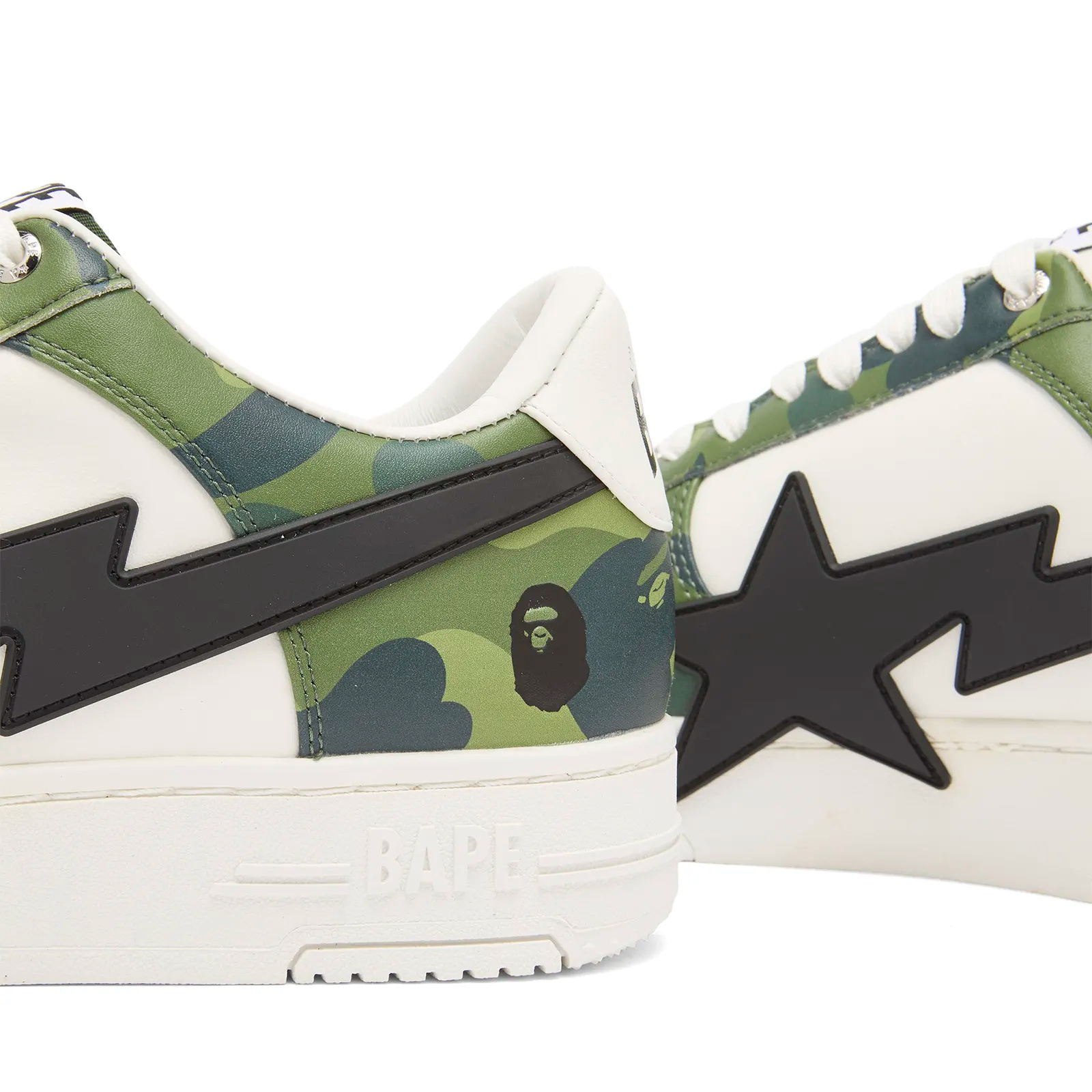 A Bathing Ape Round Toe Sneakers In Green