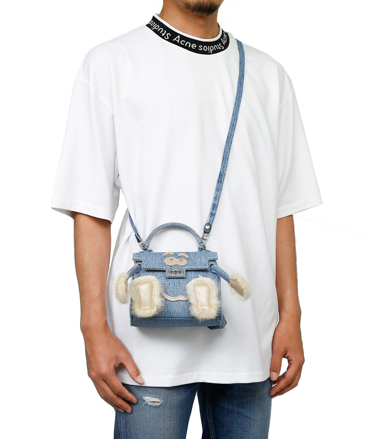 Readymade Denim Faux-fur Tote Bag In Nude