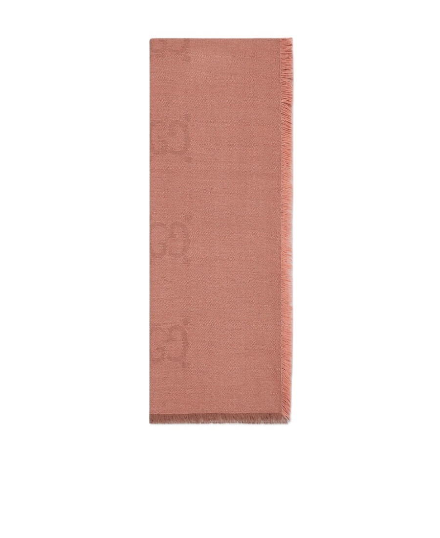 Gucci G-monogram Frayed Scarf In Pink
