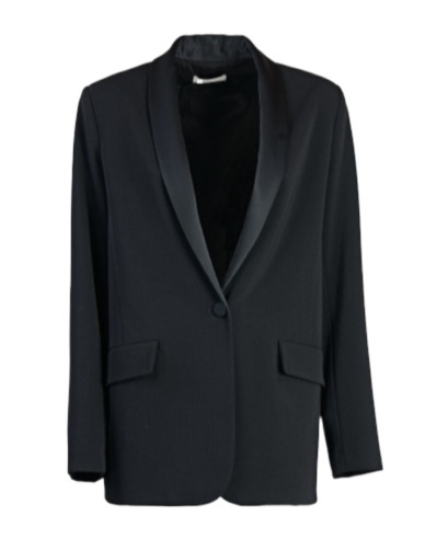 Antonelli Single-breasted Satin-trim Blazer In Black