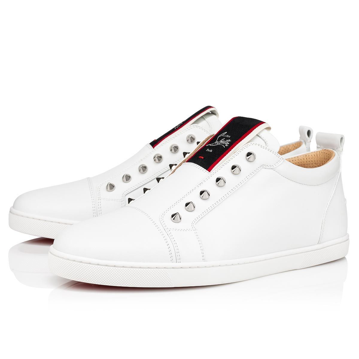 Christian Louboutin F.a.v Stud Embellished Sneakers In White