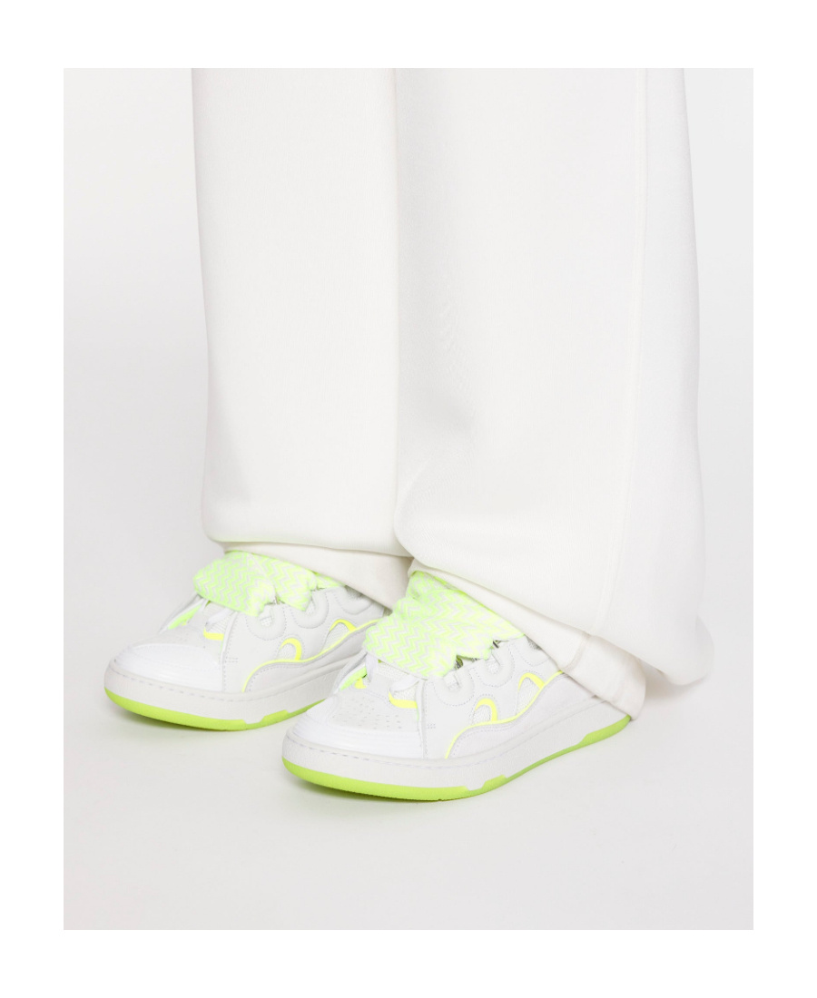 LANVIN BASKETS CURB 'BLANC/JAUNE FLUO' SNEAKERS