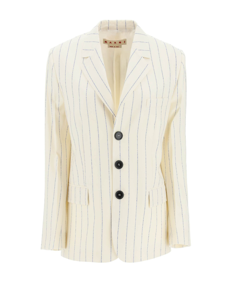Marni Hip-lenght Single Breasted Buttoned Jacket In White