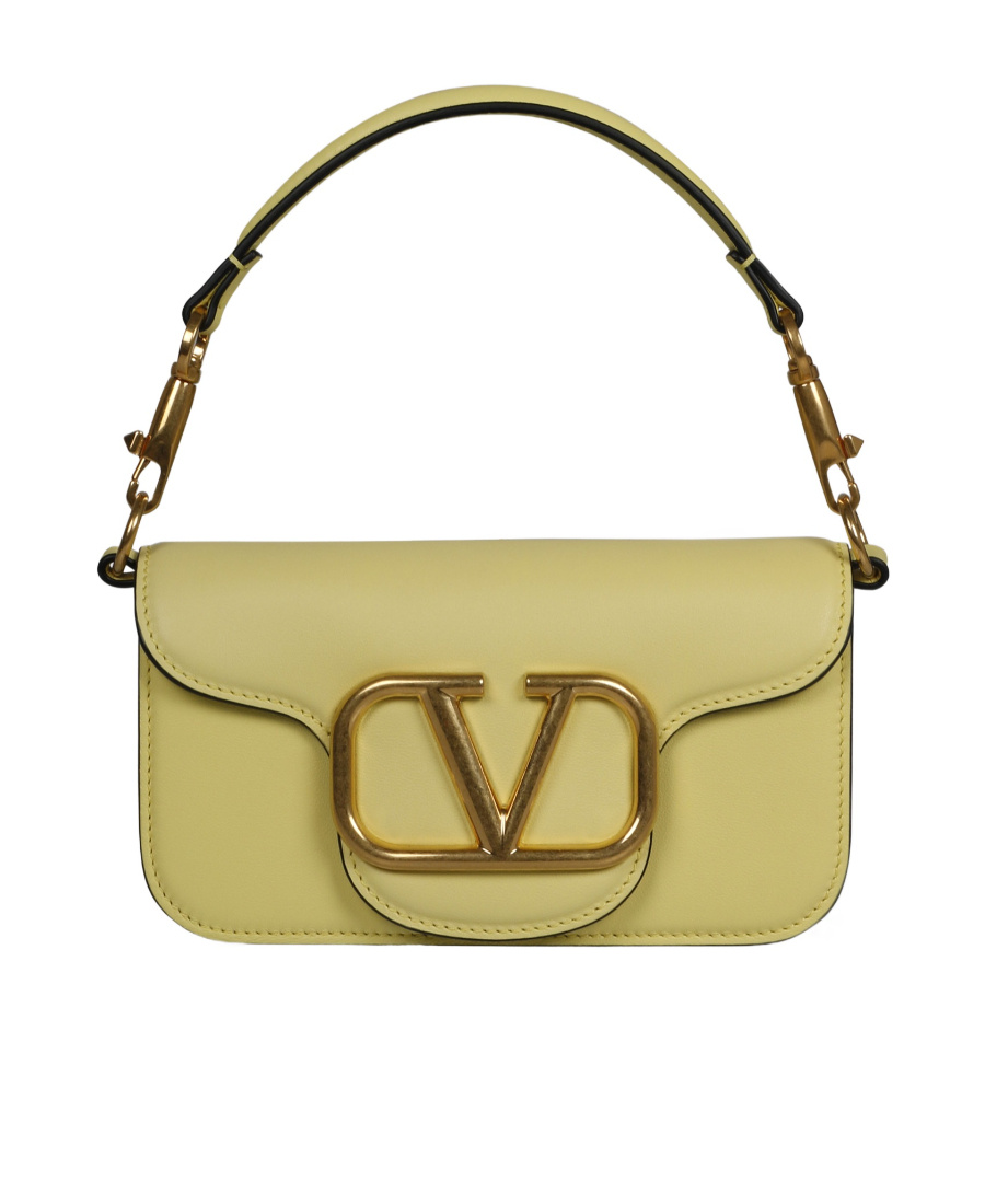 Valentino Small Locò Leather Shoulder Bag In Yellow