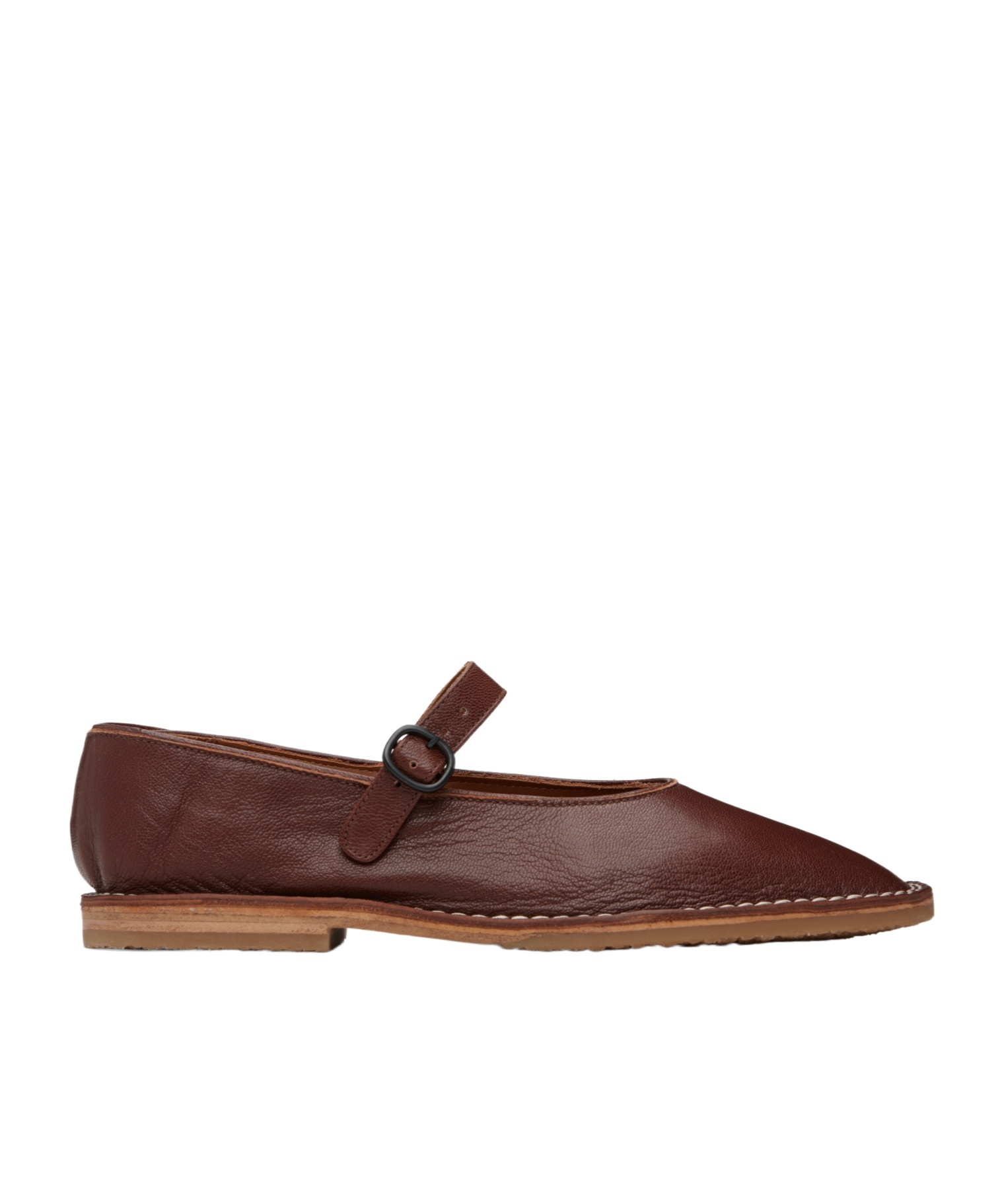 Hereu Brava Buckle-strap Leather Flat Pumps In Brown