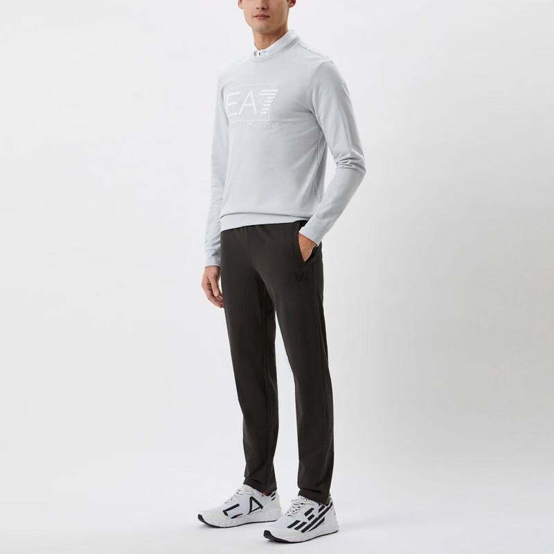 Ea7 Logo Round-necked Sweater In Gray