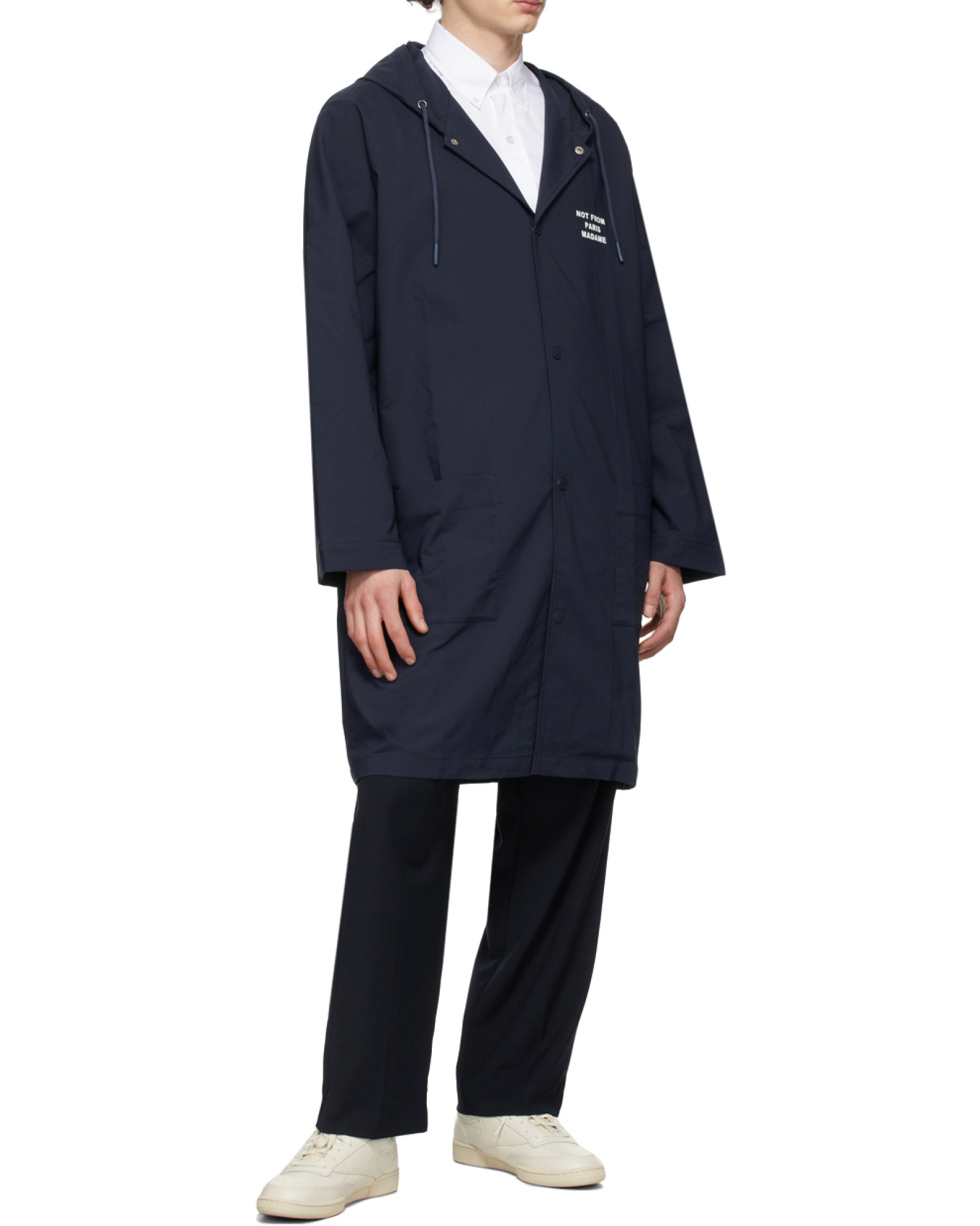 Drôle De Monsieur Slogan-print Hooded Windbreaker In Blue