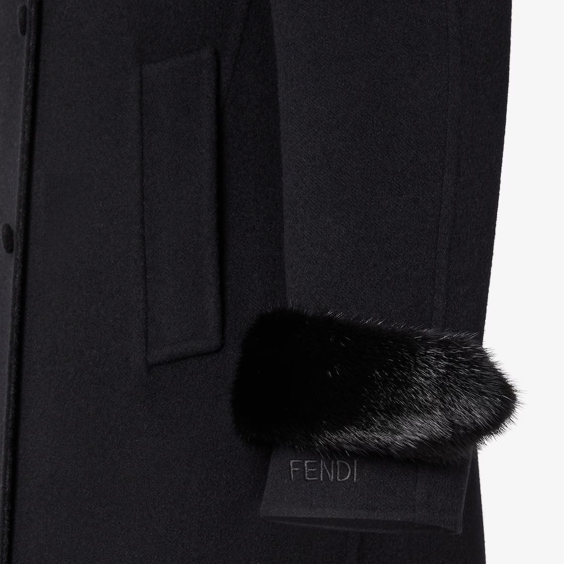 Fendi Black Wool Coat In Black