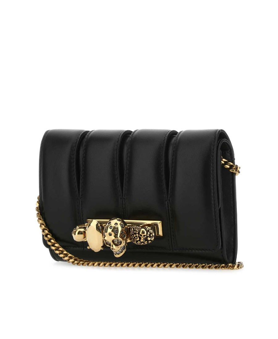 Alexander Mcqueen Skull Quilted Clutch Bag In Black