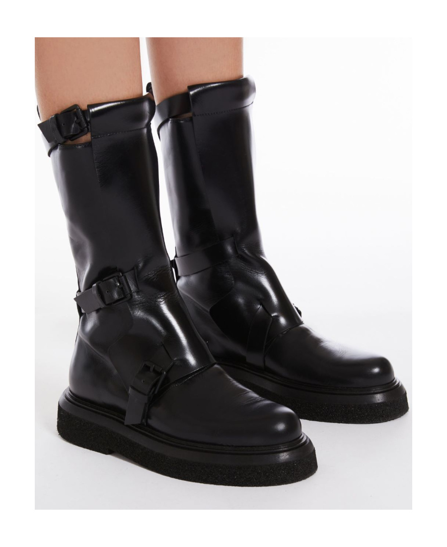 Max Mara Round-head Short Boots In Black