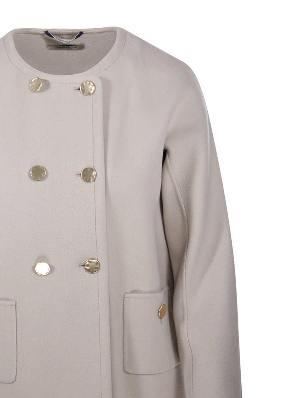Shop Max Mara 's Double-breasted Crewneck Coat In Gray