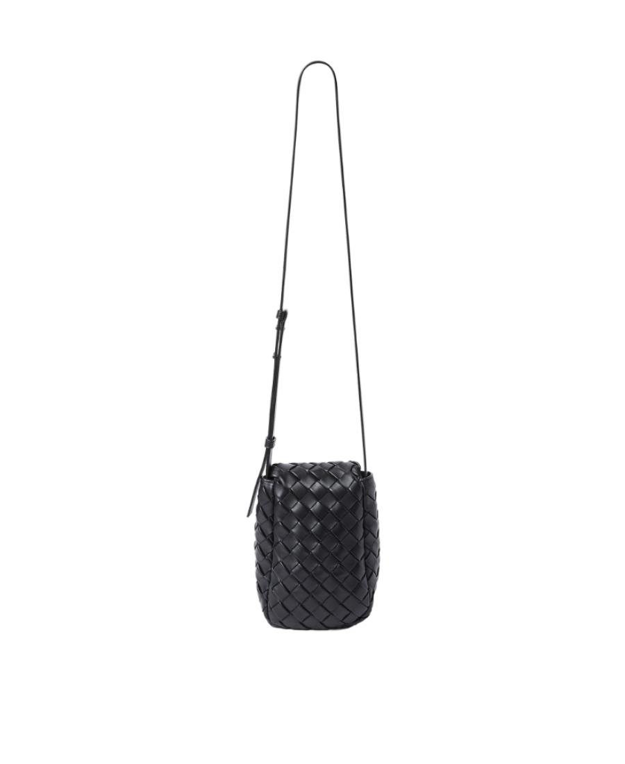 Bottega Veneta Mini Vertical Cobble Crossbody Bag In Black