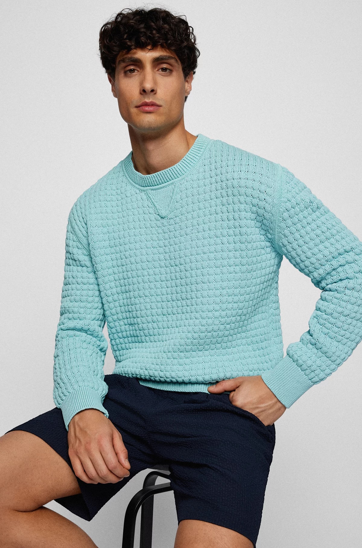 Hugo Boss Round Neck Sweater In Blue