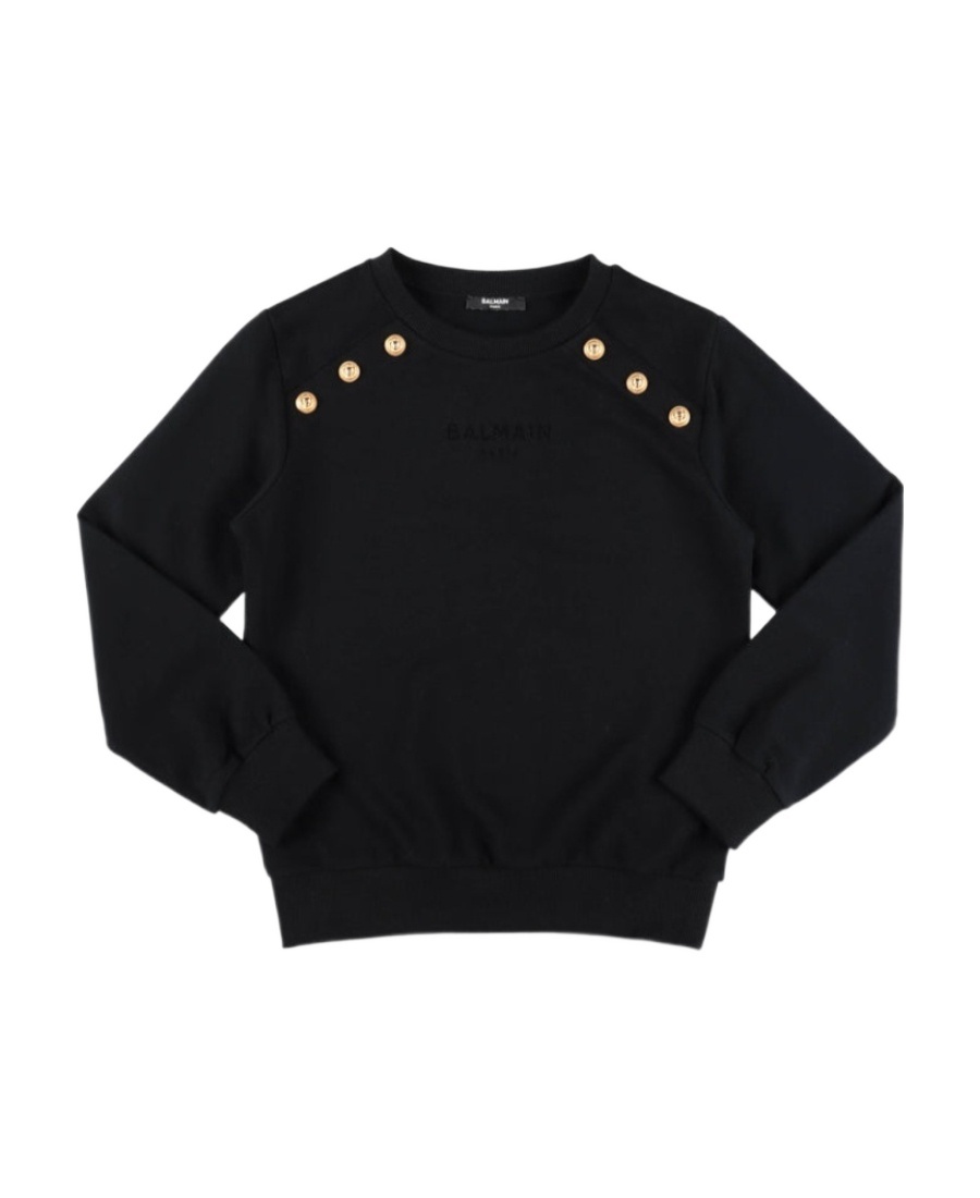 Balmain Logo-print Distressed-effect Sweatshirt In Black