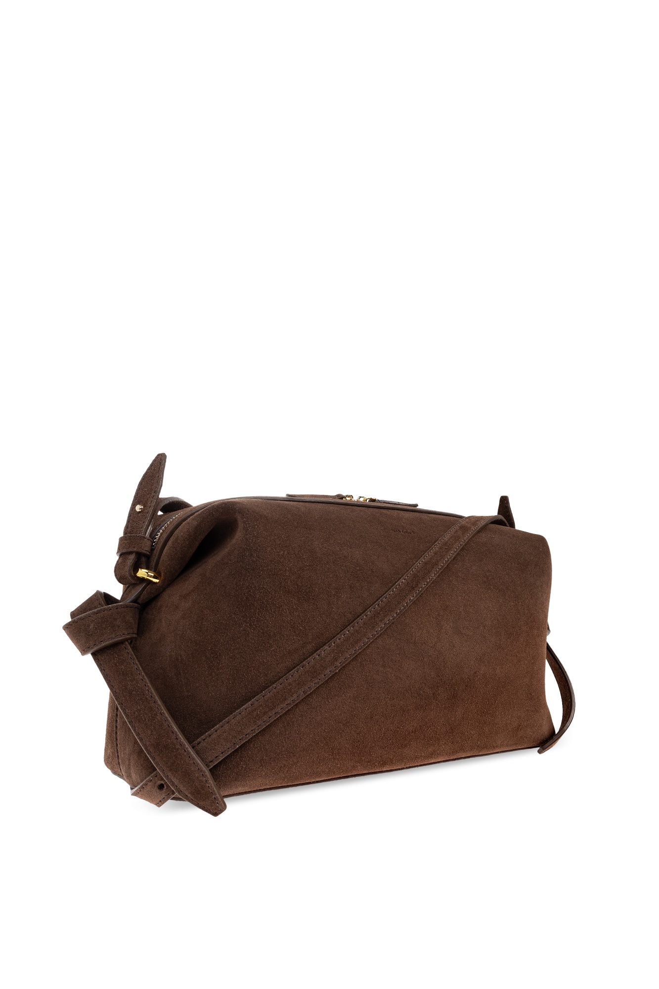 Yuzefi Brioche Knotted Suede Shoulder Bag In Brown