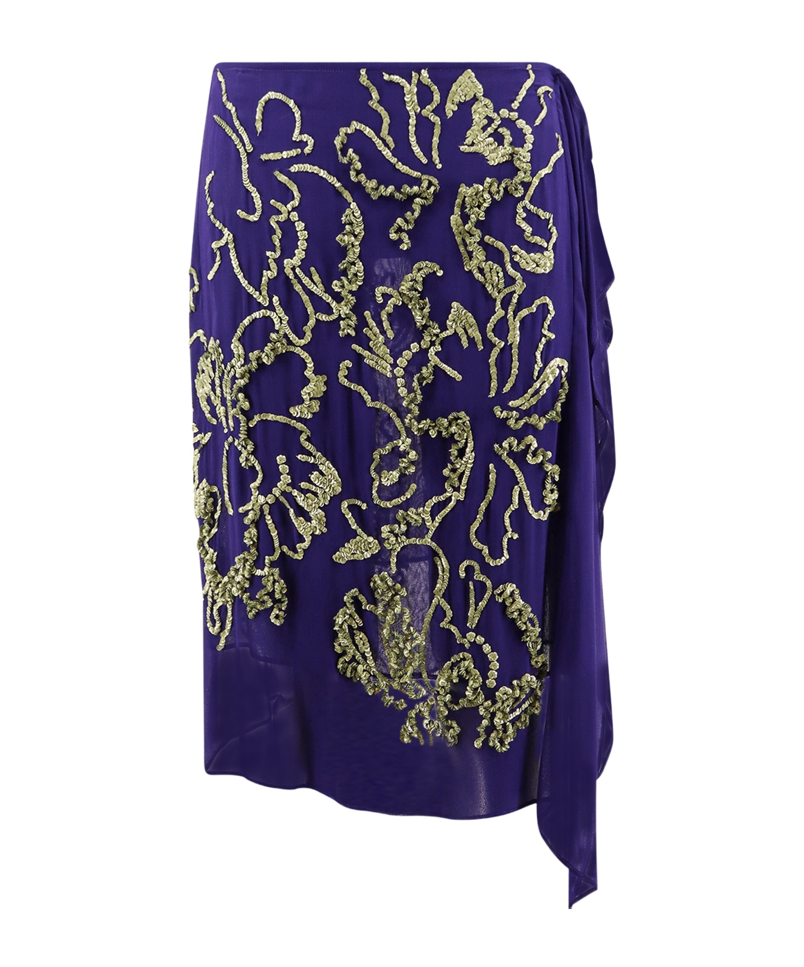 Dries Van Noten Sima Viscose Skirt With Sequins In Blue