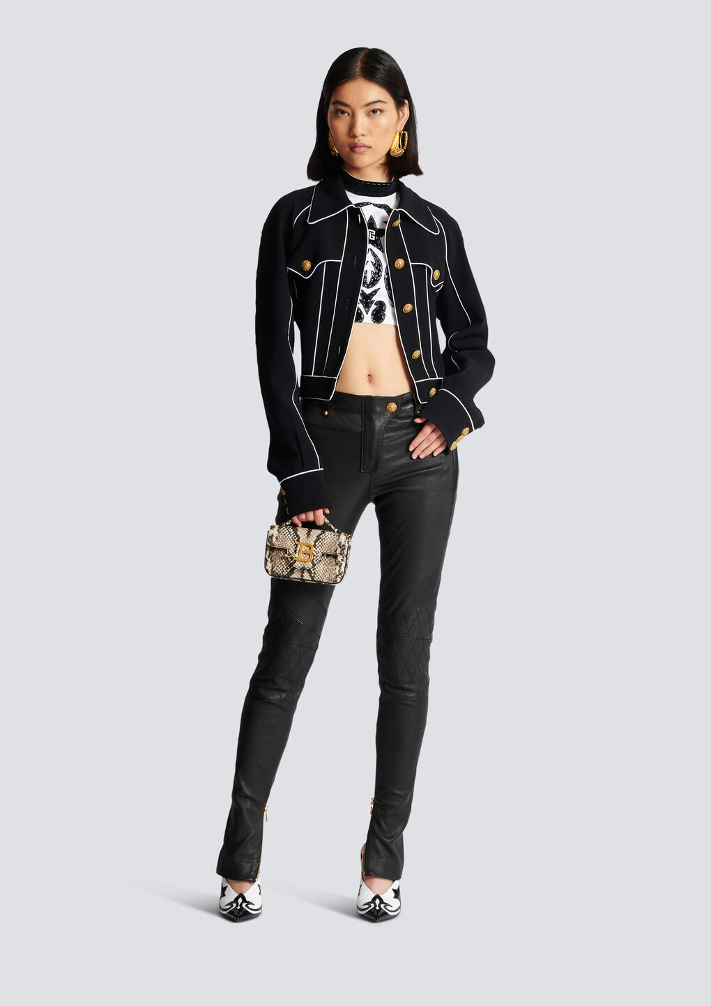 Balmain Pb Baroque Crop Top In White