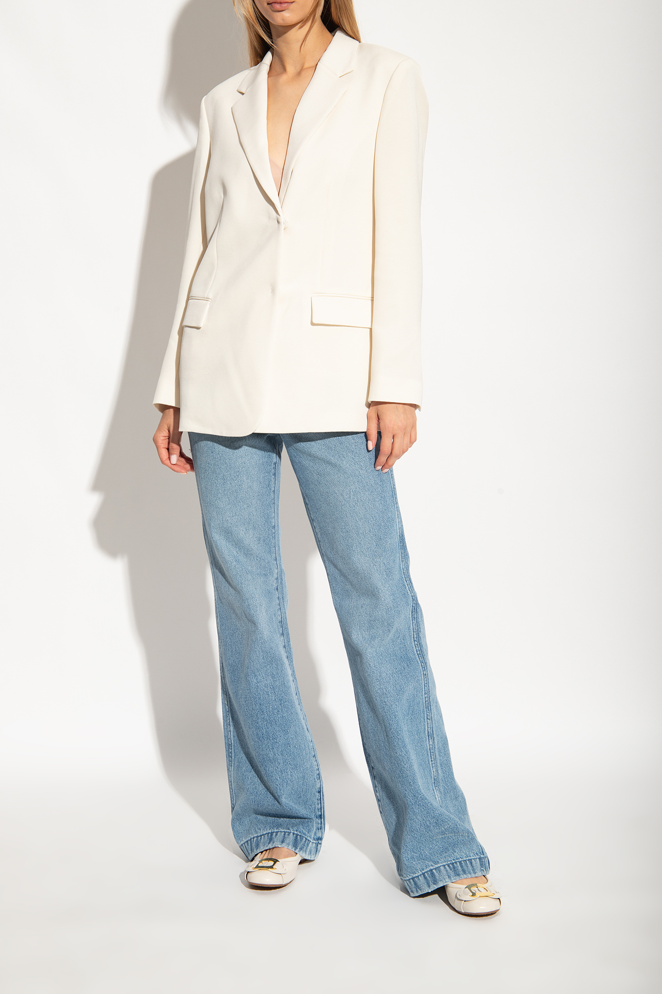See By Chloé Round Head Ballet Shoes In White