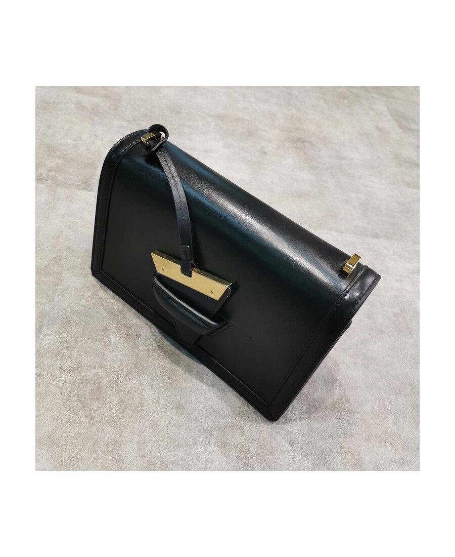 Loewe Barcelona Logo Engraved Shoulder Bag In Black