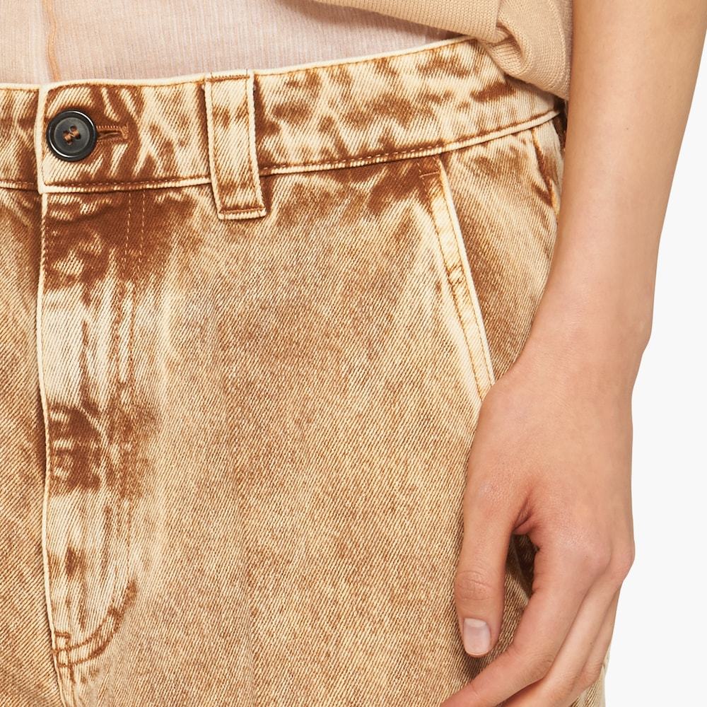 Miu Miu Distressed High-waisted Trousers In Brown