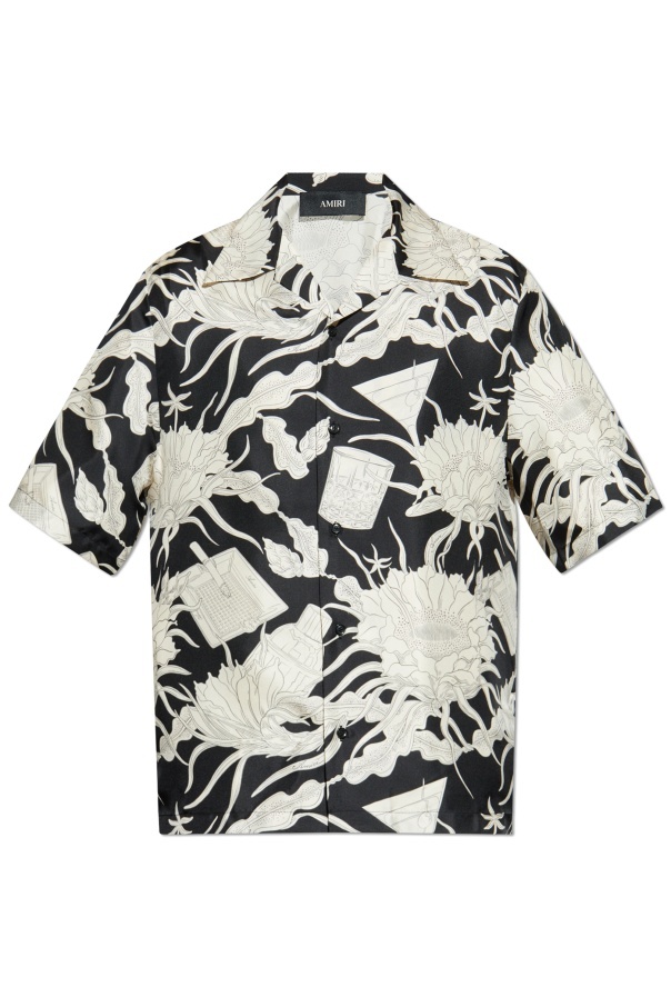 Amiri Floral-print Short-sleeved Shirt In White